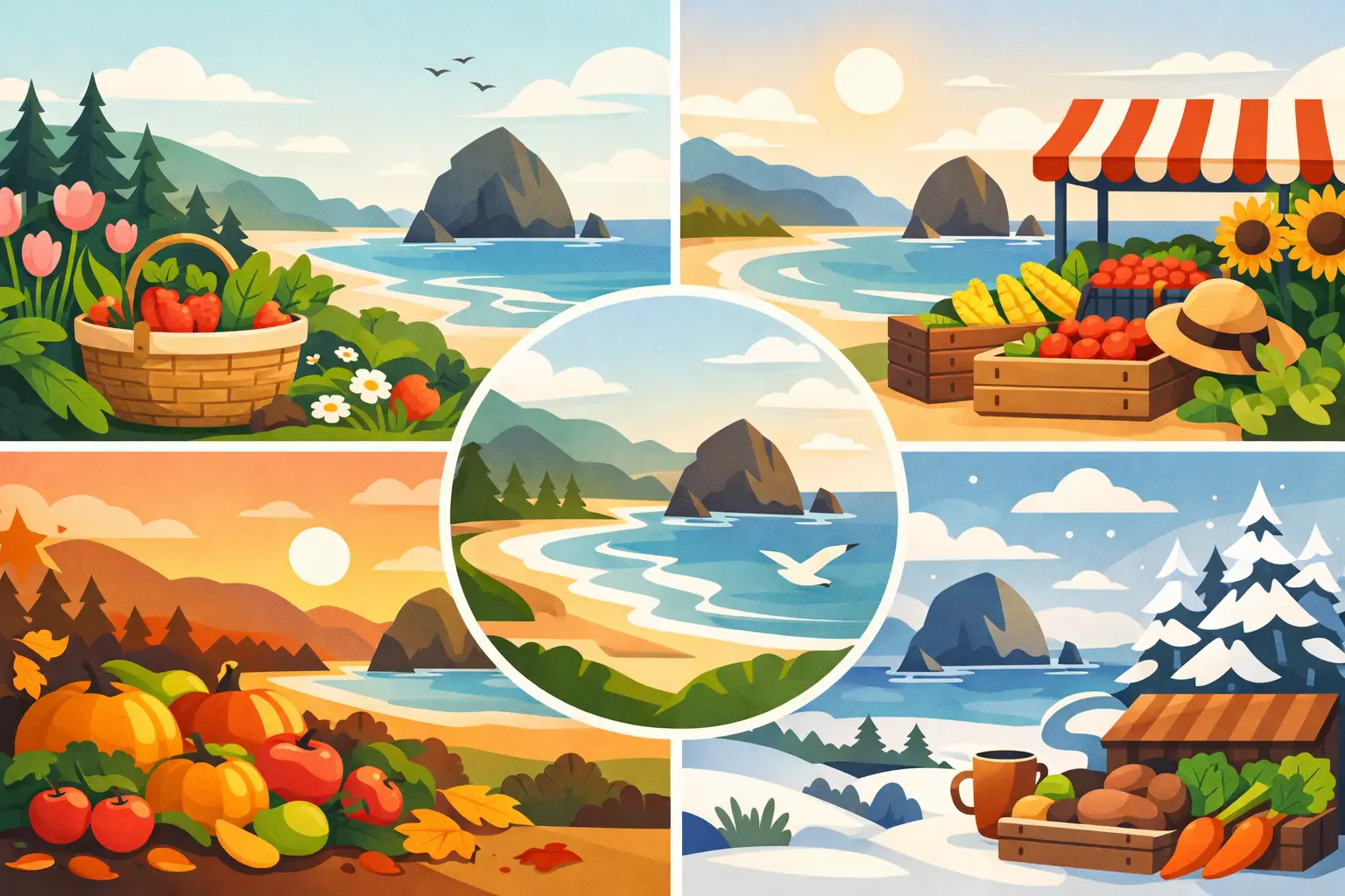Oregon Coast Farmers Market Calendar by Season